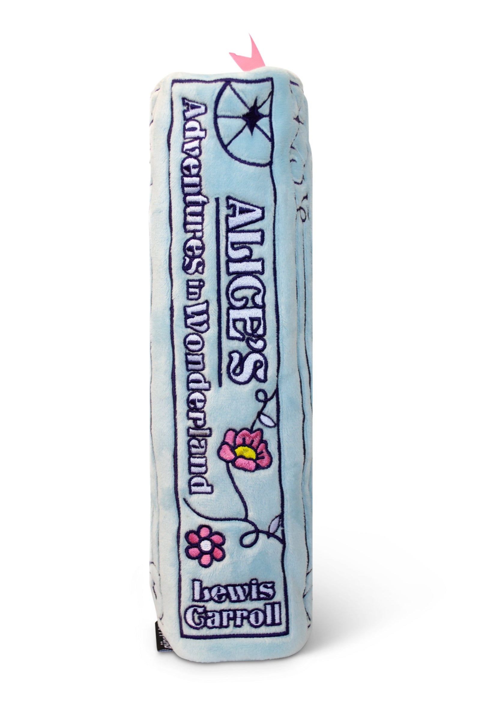 Spine of the Alice's Adventures in Wonderland book plush