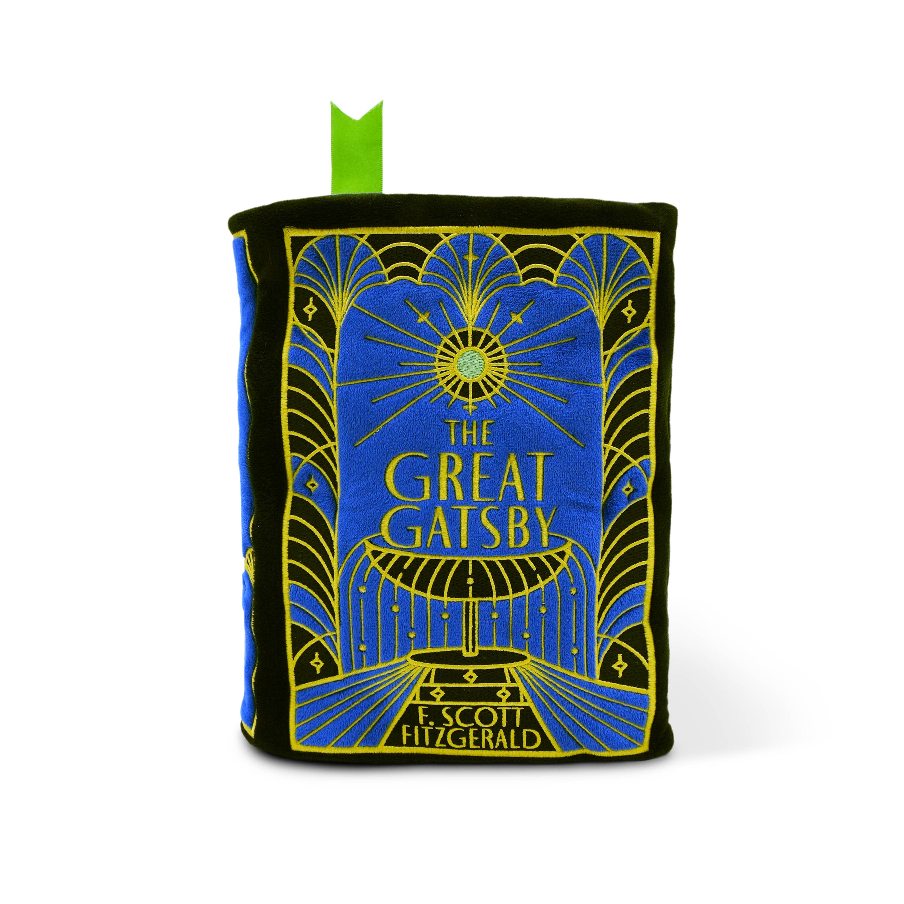 Book-shaped plush with 'The Great Gatsby' design on a white background