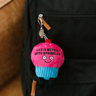 "Life is Better With Sprinkles" Cupcake Plush Bag Charm