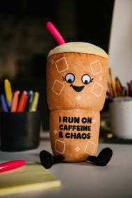 "I Run on Caffeine and Chaos" Iced Coffee Plush