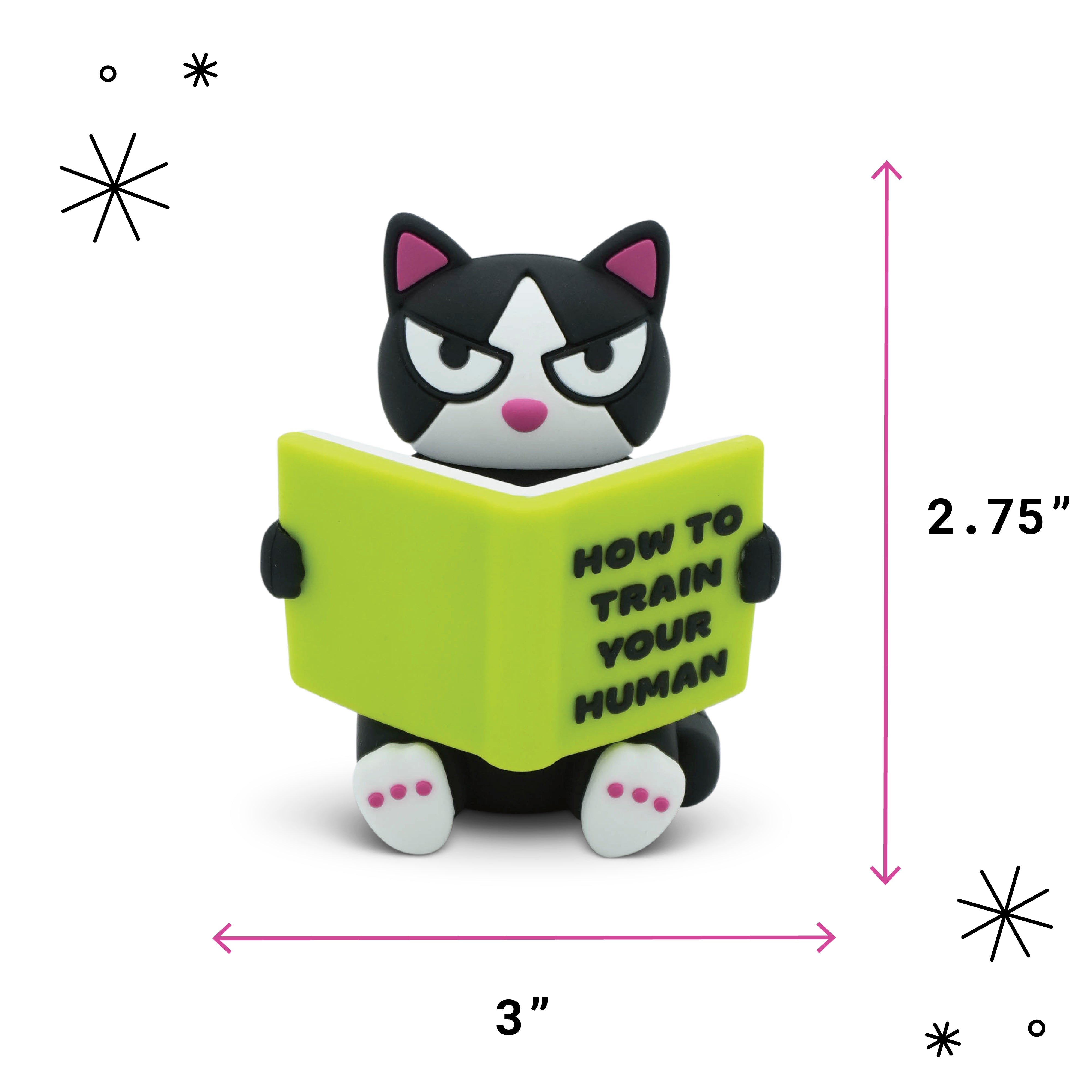 "How to Train Your Human" Reading Cat Desk Figure