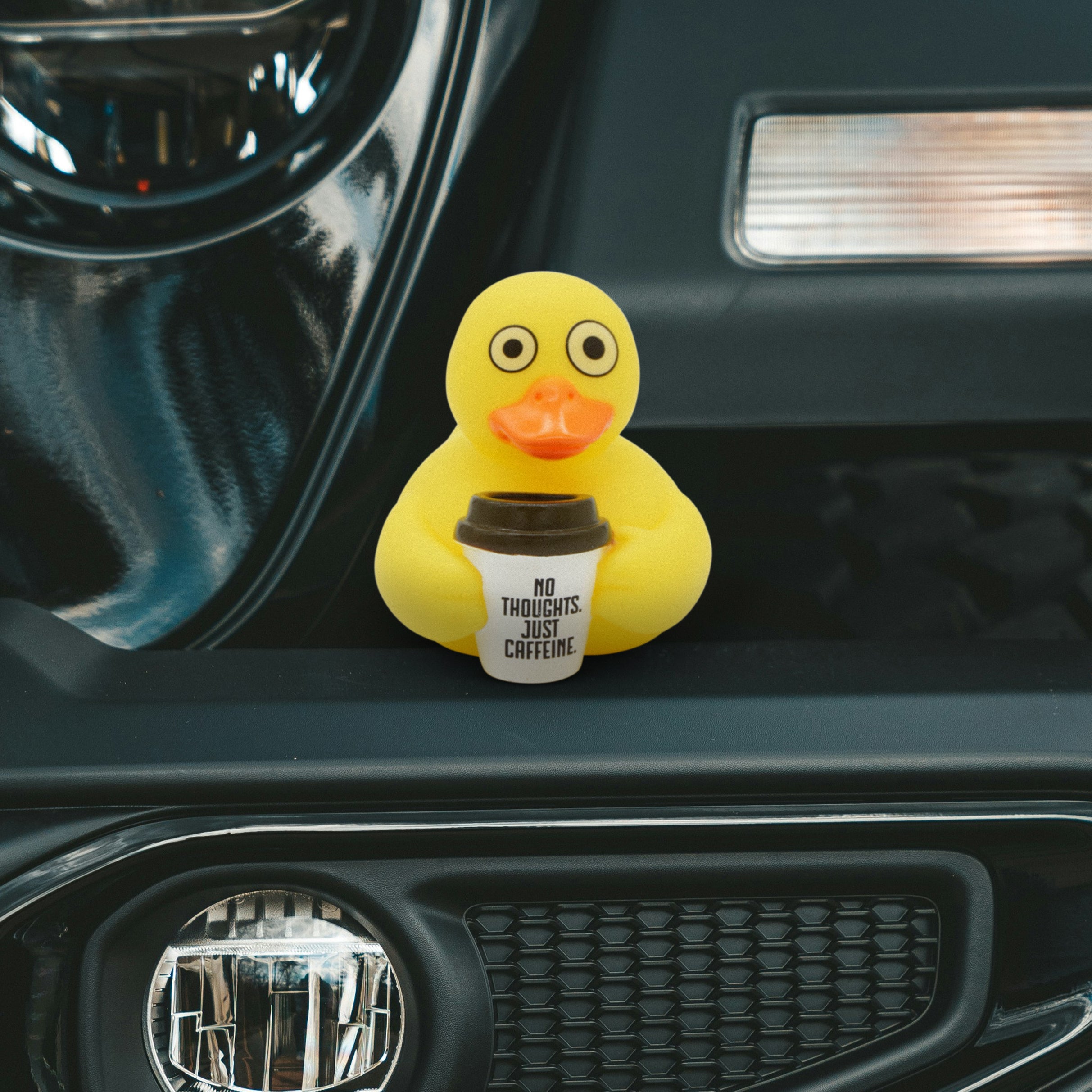 “No Thoughts. Just Caffeine” Rubber Duck