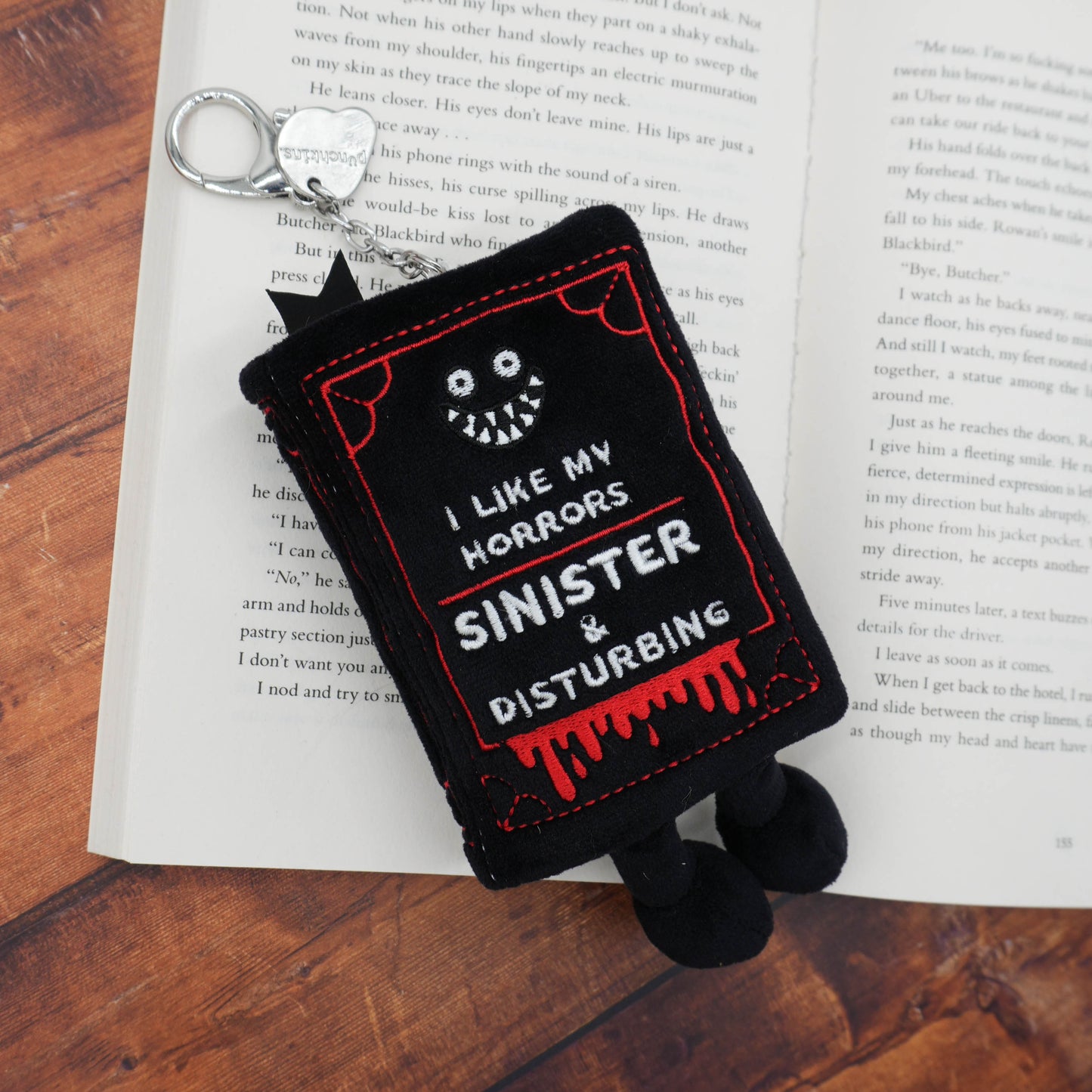 “I Like My Horrors Sinister & Disturbing” Book Bag Charm