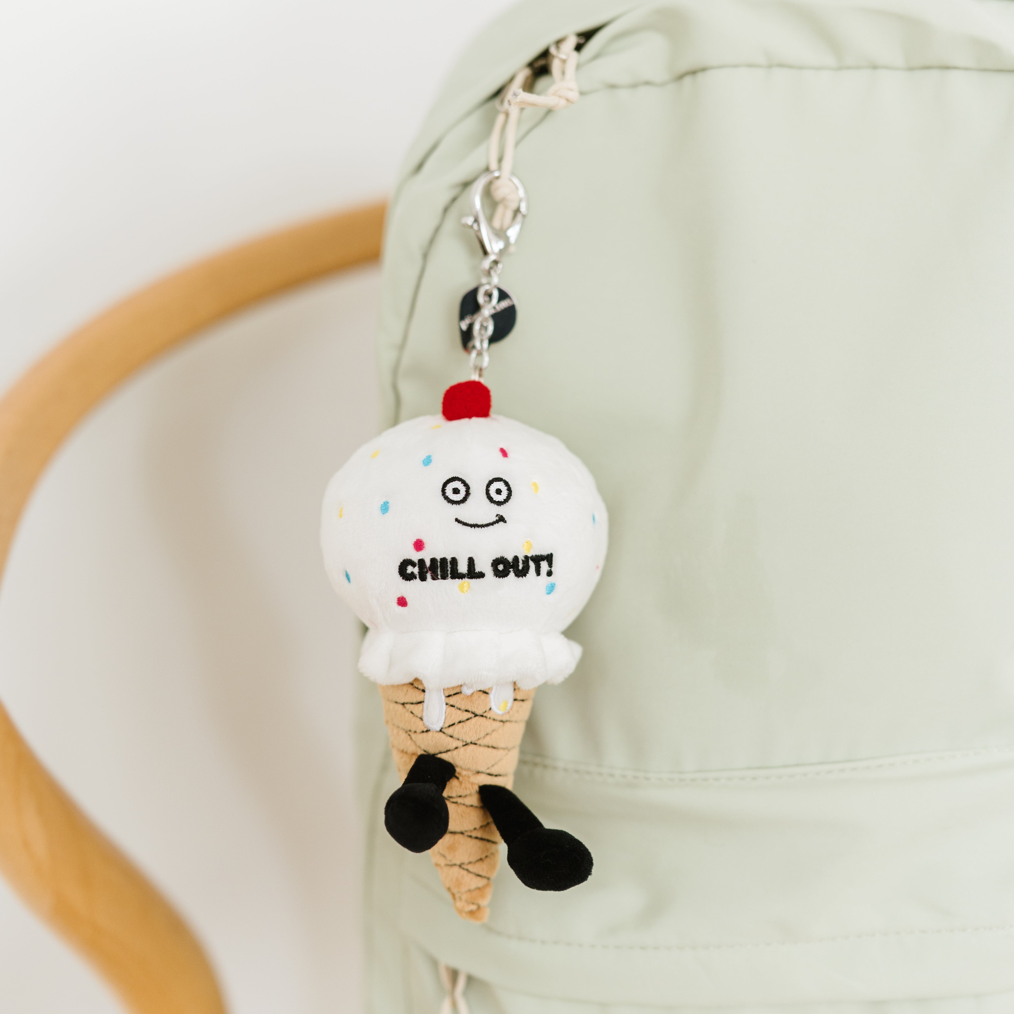 &quot;Chill Out&quot; Ice Cream Cone Plush Bag Charm