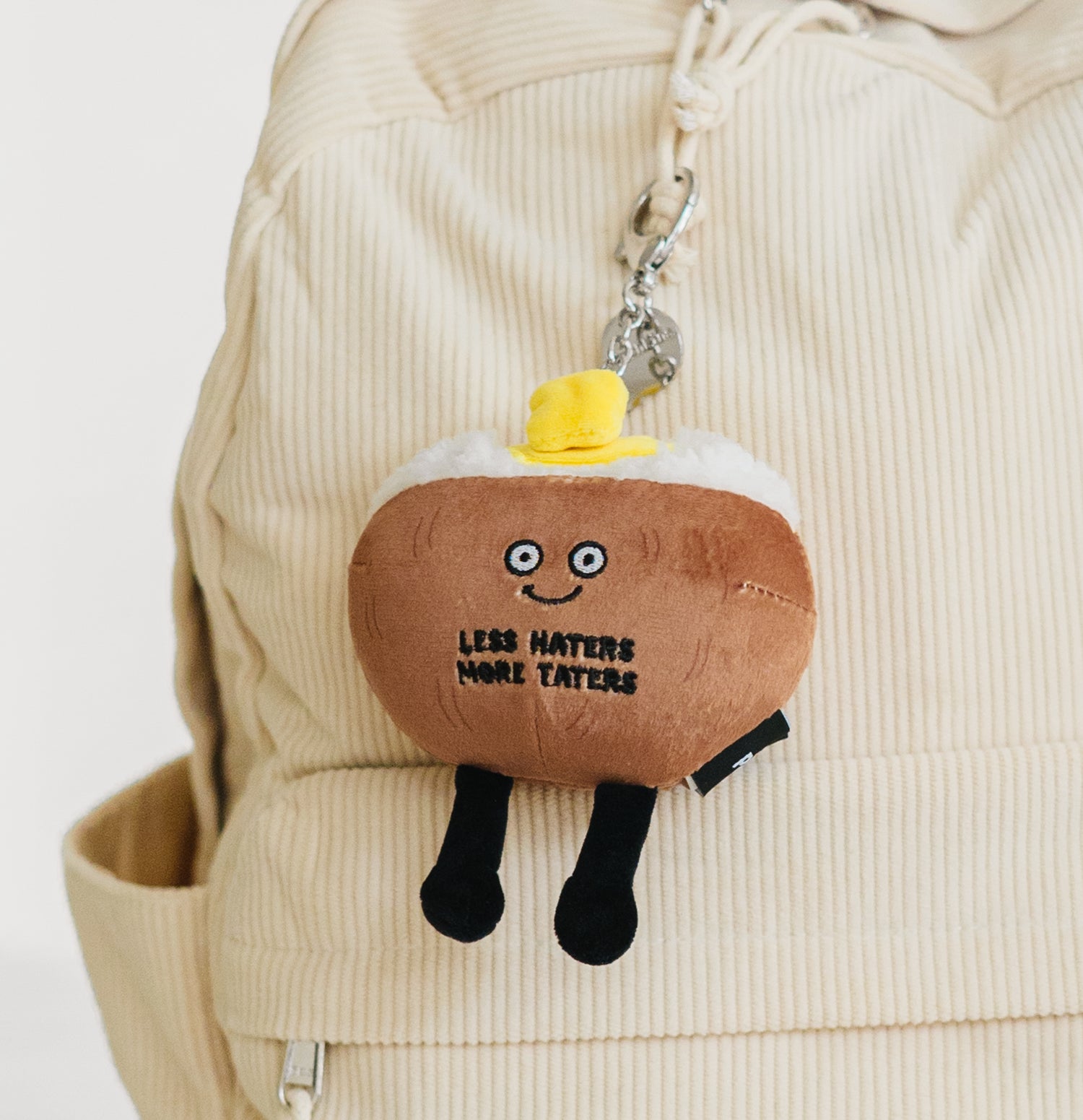 &quot;Less Haters More Taters&quot; Potato Plush Bag Charm