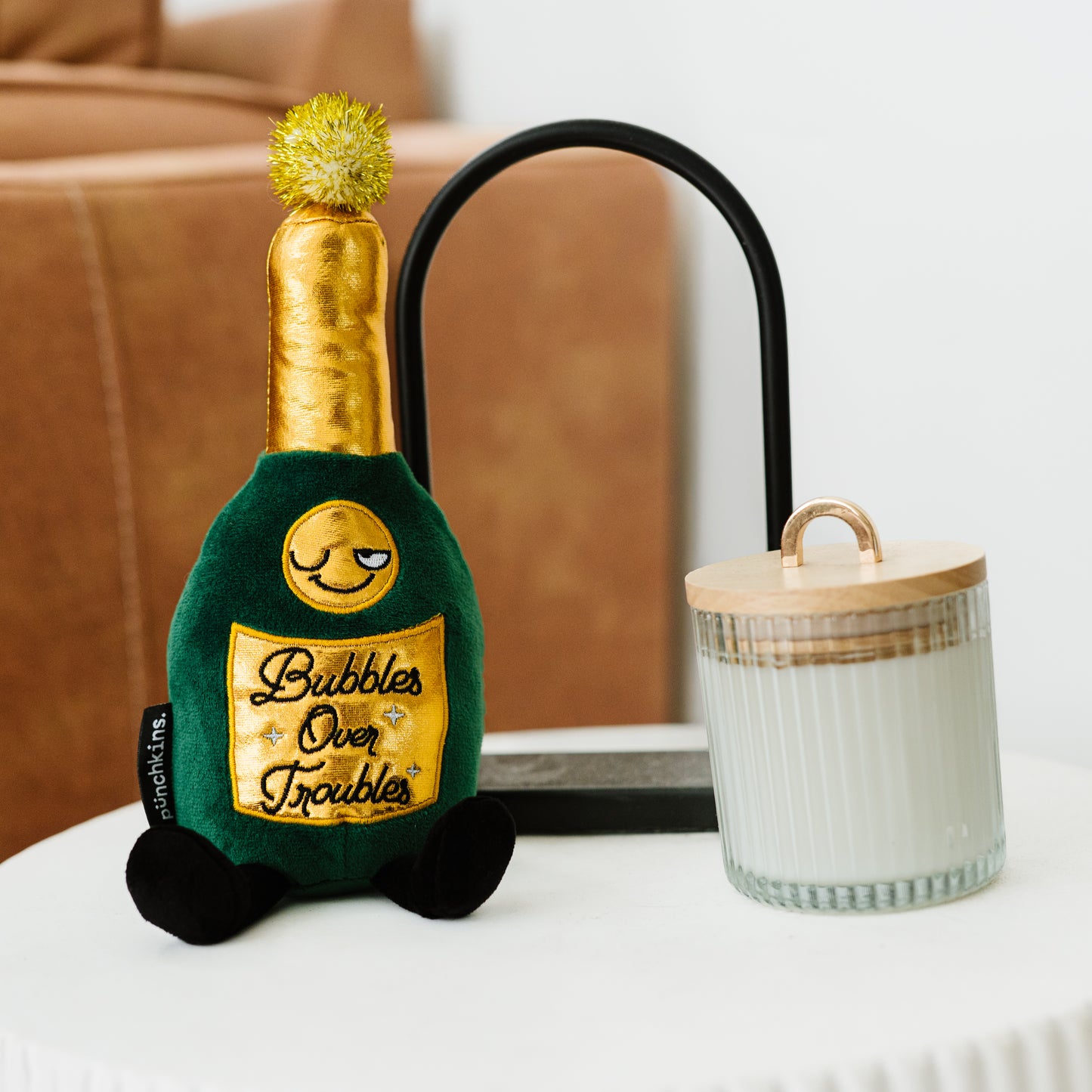 "Bubbles Over Troubles" Plush Champagne Bottle