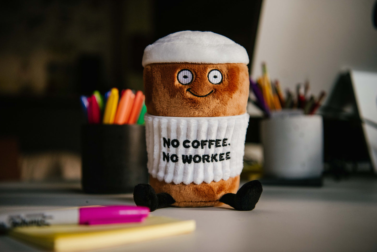 "No Coffee, No Workee" Coffee Plushie