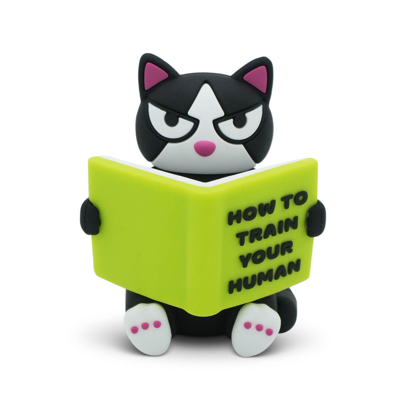 "How to Train Your Human" Reading Cat Desk Figure