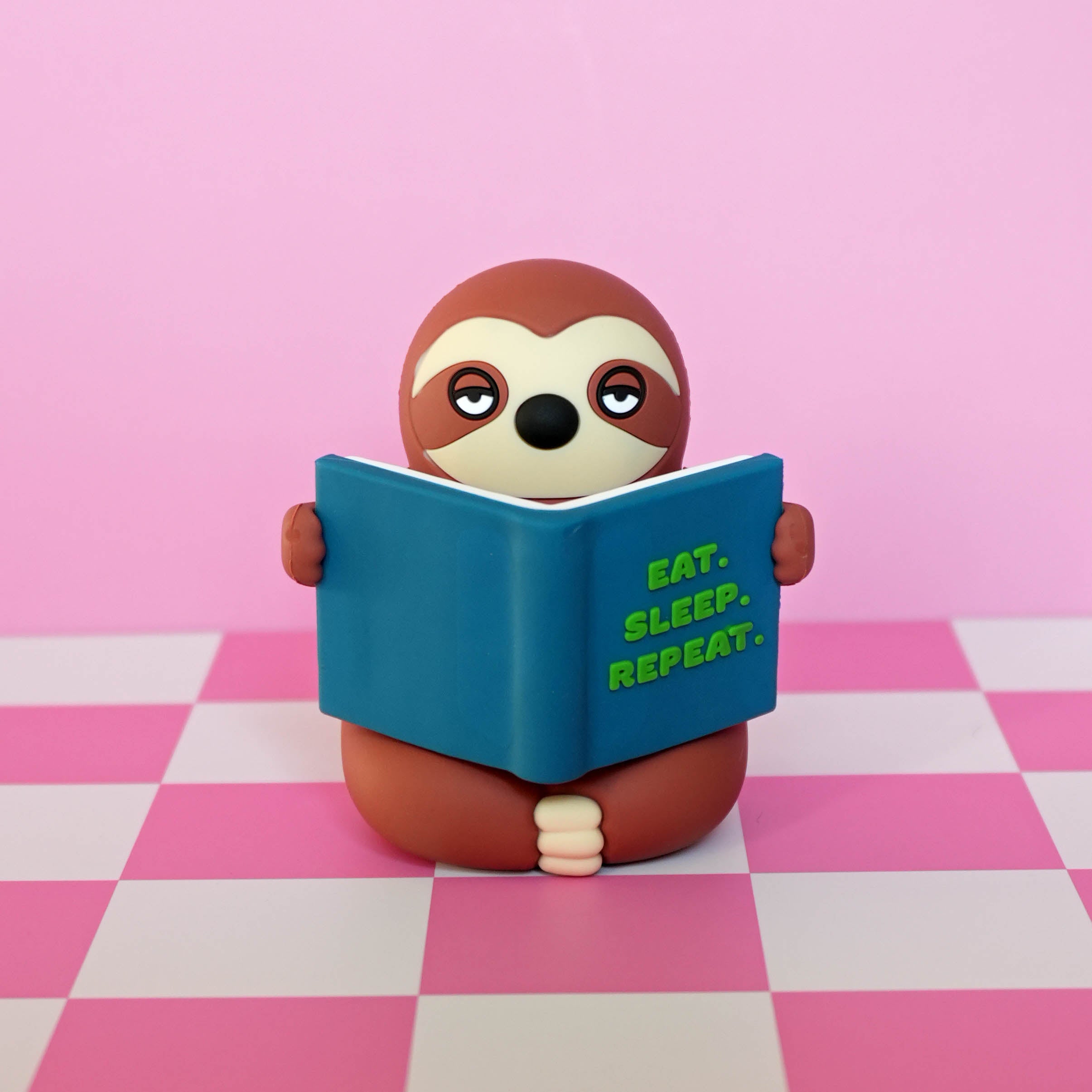 "Eat. Sleep. Repeat." Reading Sloth Desk Figure