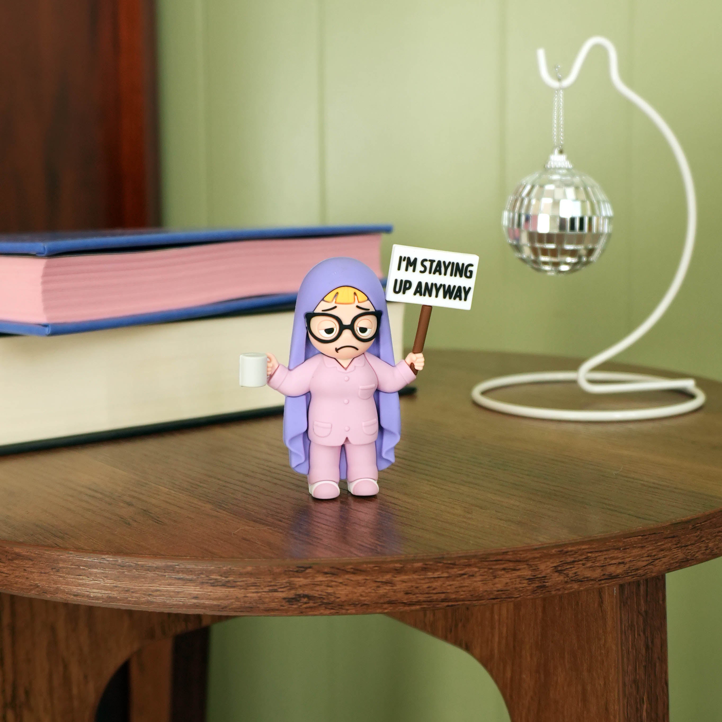 "I'm Staying Up Anyway" Book Lover Desk Figure