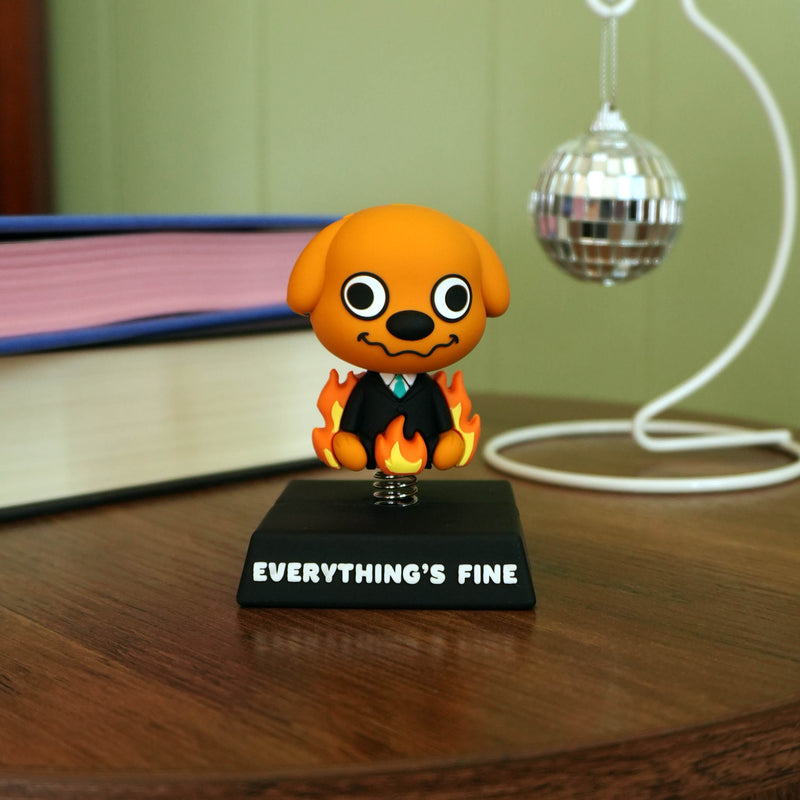 "Everything's Fine" Dog Spring Bobblehead