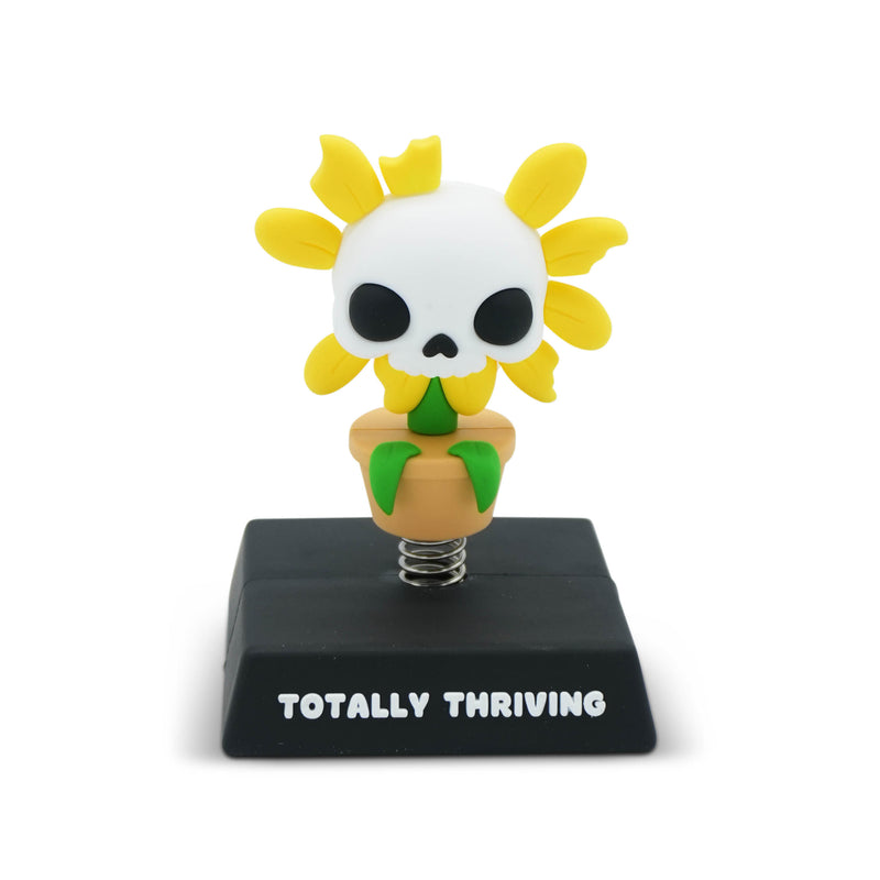 "Totally Thriving" Sunflower Skeleton Spring Bobblehead