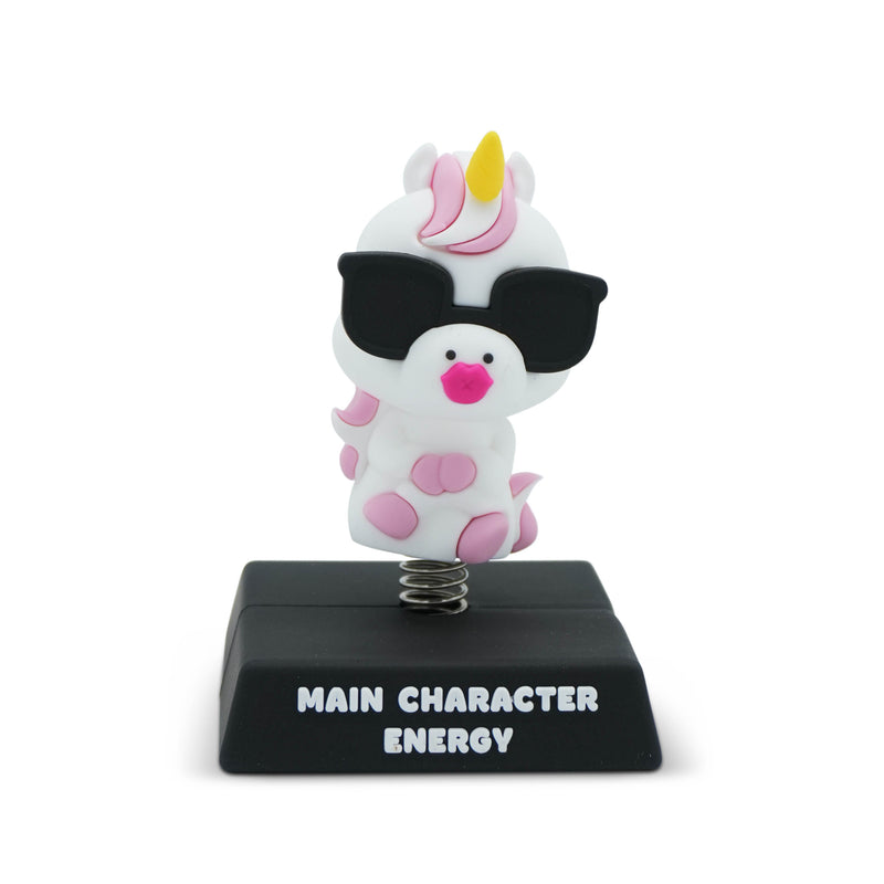 "Main Character Energy" Unicorn Spring Bobblehead