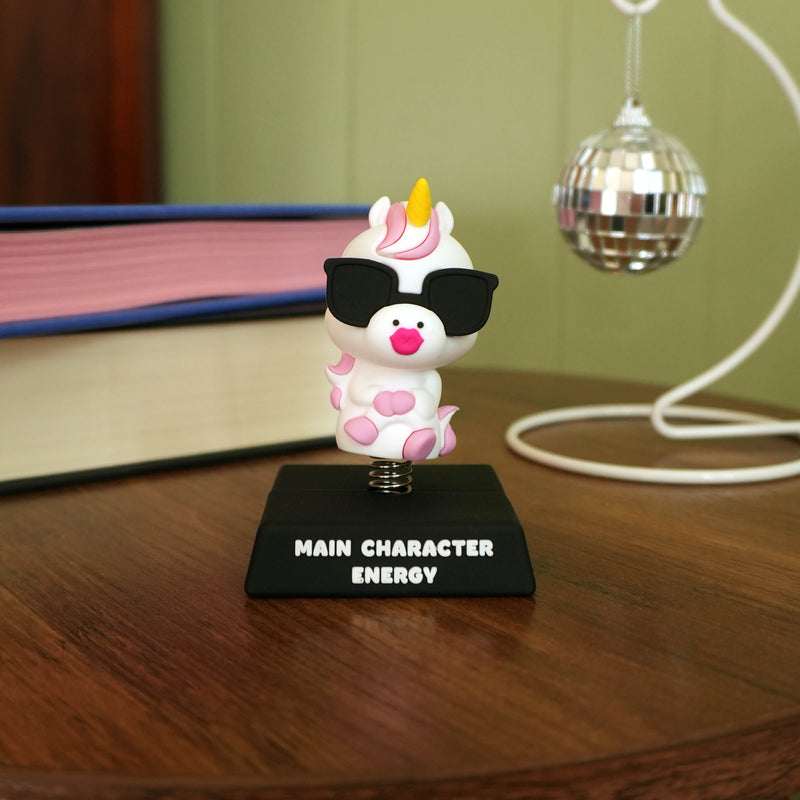 "Main Character Energy" Unicorn Spring Bobblehead