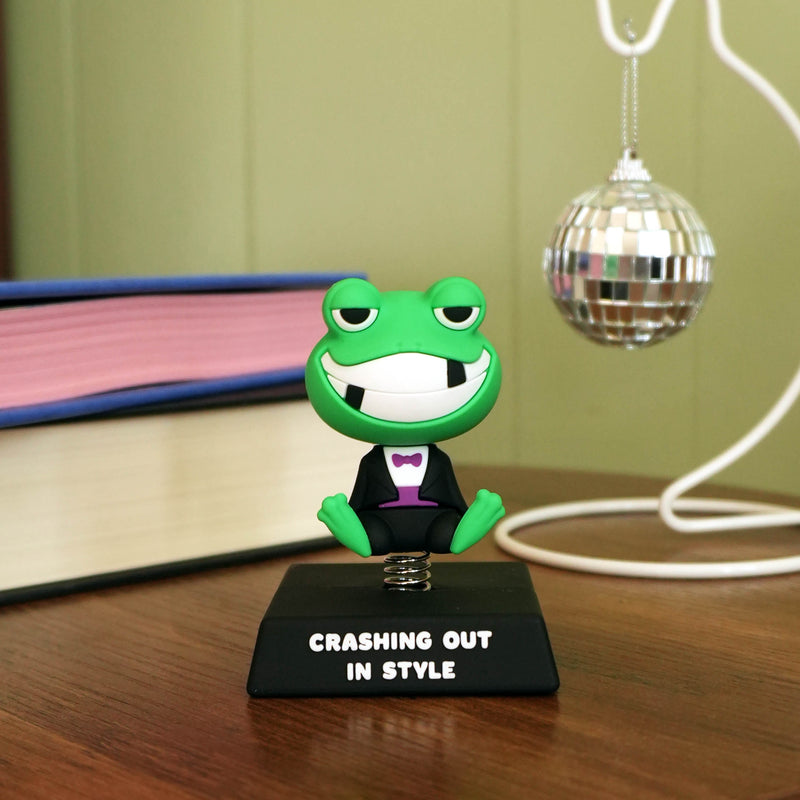 "Crashing Out in Style" Frog Spring Bobblehead
