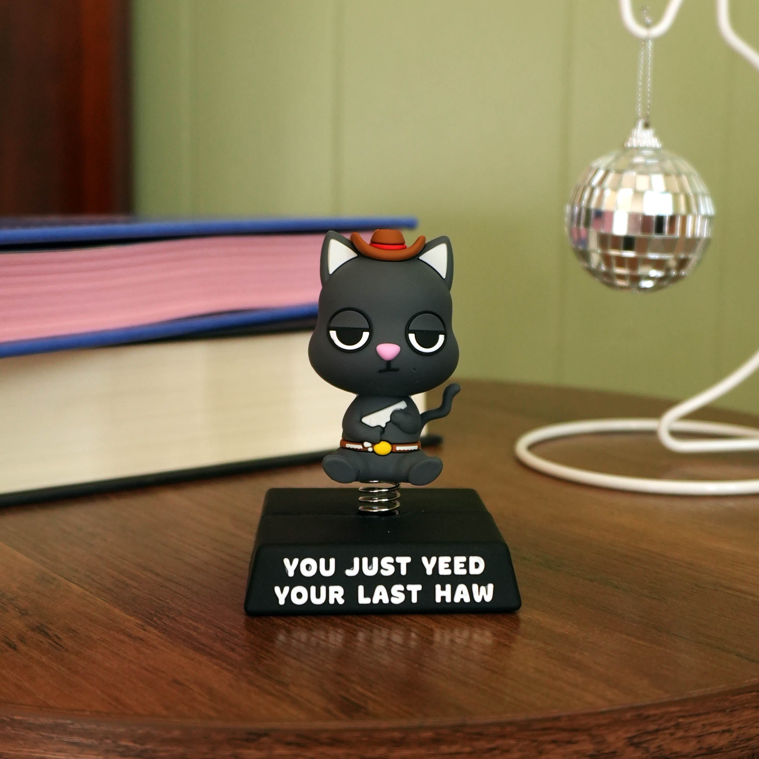"You Just Yeed Your Last Haw" Cowboy Cat Spring Bobblehead