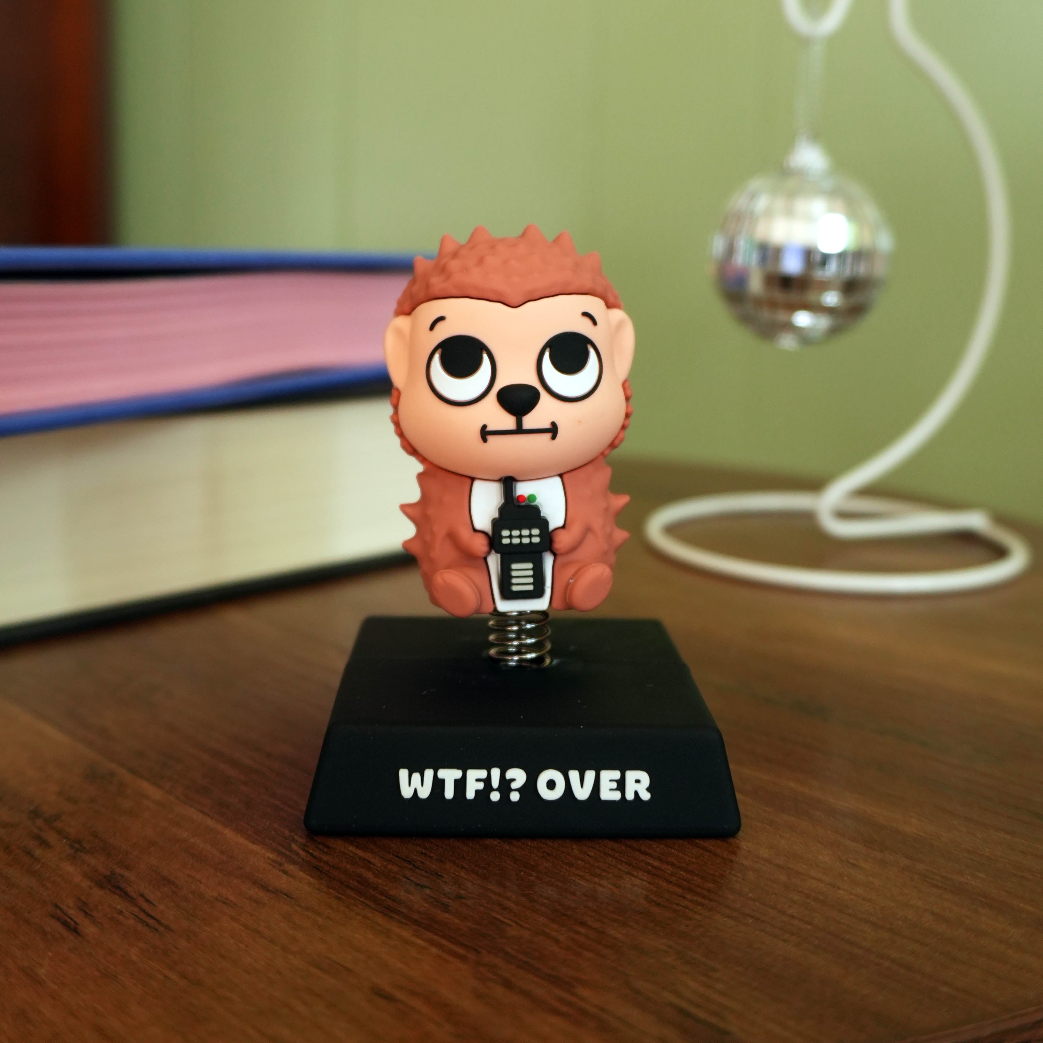 "WTF!? Over" Walkie Talkie Hedgehog Spring Bobblehead