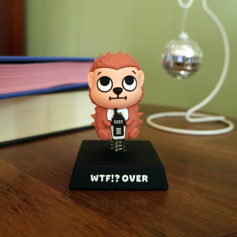 "WTF!? Over" Walkie Talkie Hedgehog Spring Bobblehead