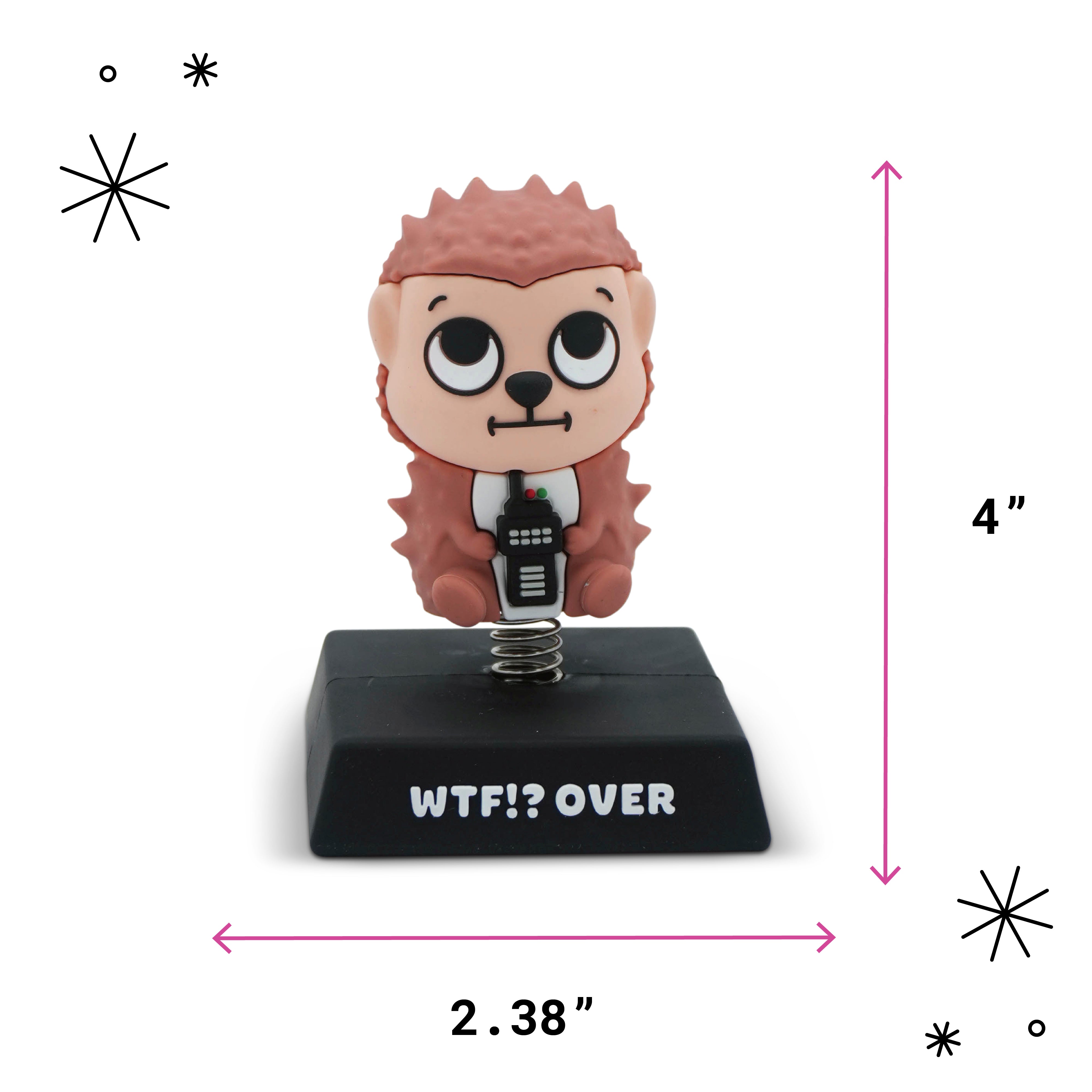"WTF!? Over" Walkie Talkie Hedgehog Spring Bobblehead