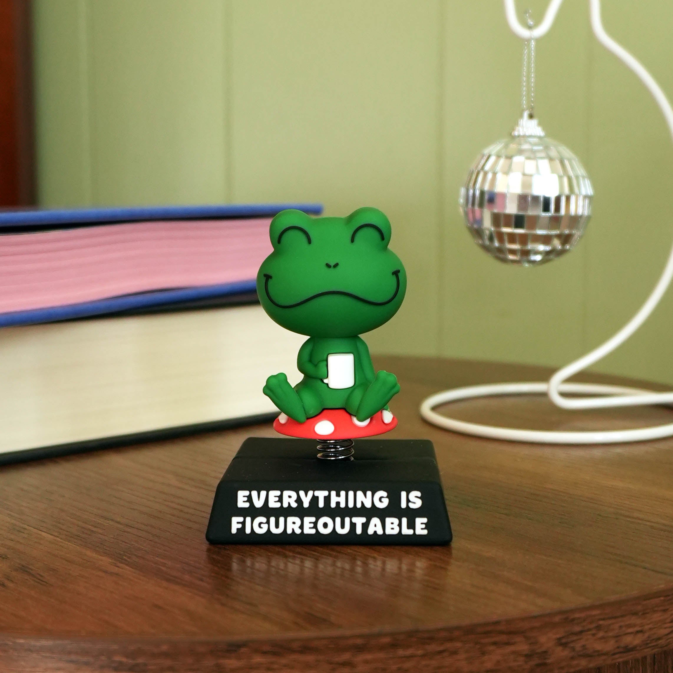 "Everything is Figureoutable" Frog Spring Bobblehead