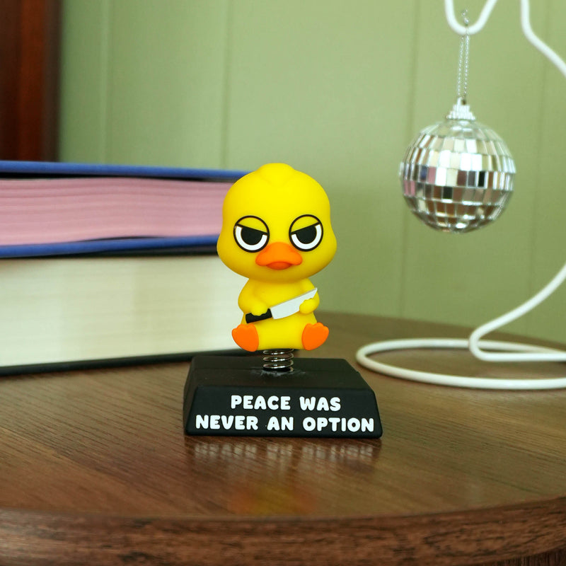 "Peace Was Never an Option Angry" Duck Spring Bobblehead