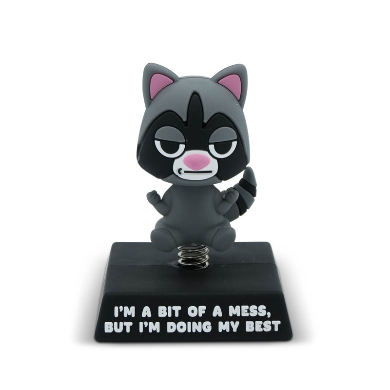 "I'm a Bit of a Mess but I'm Doing My Best" Racoon Spring Bobblehead