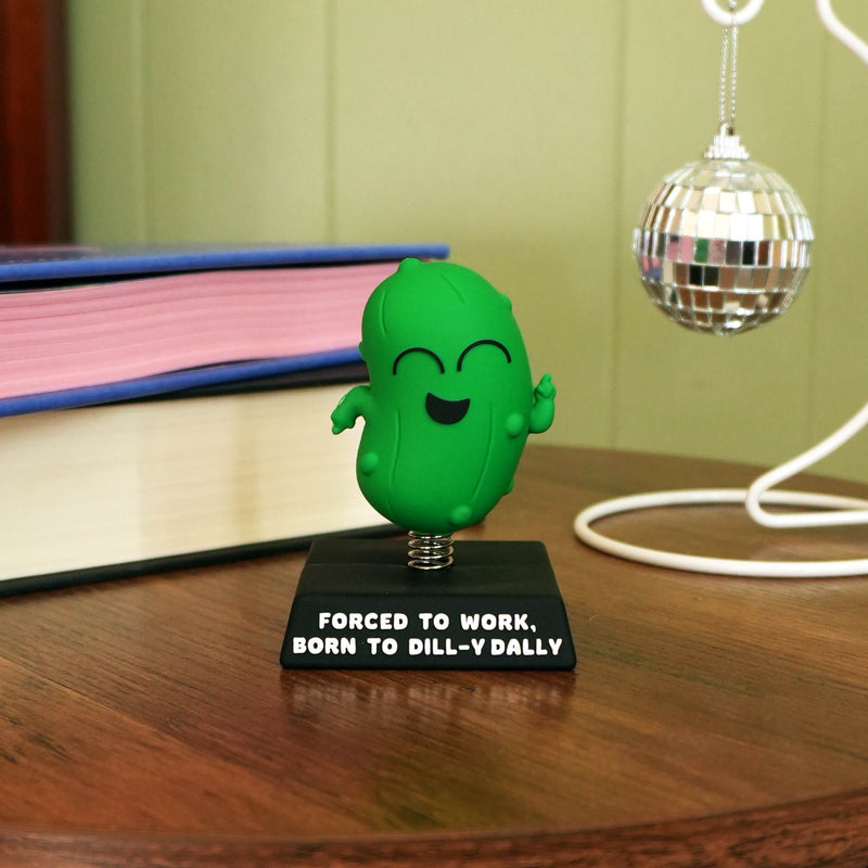 "Forced to Work, Born to Dill-y Dally" Pickle Spring Bobblehead