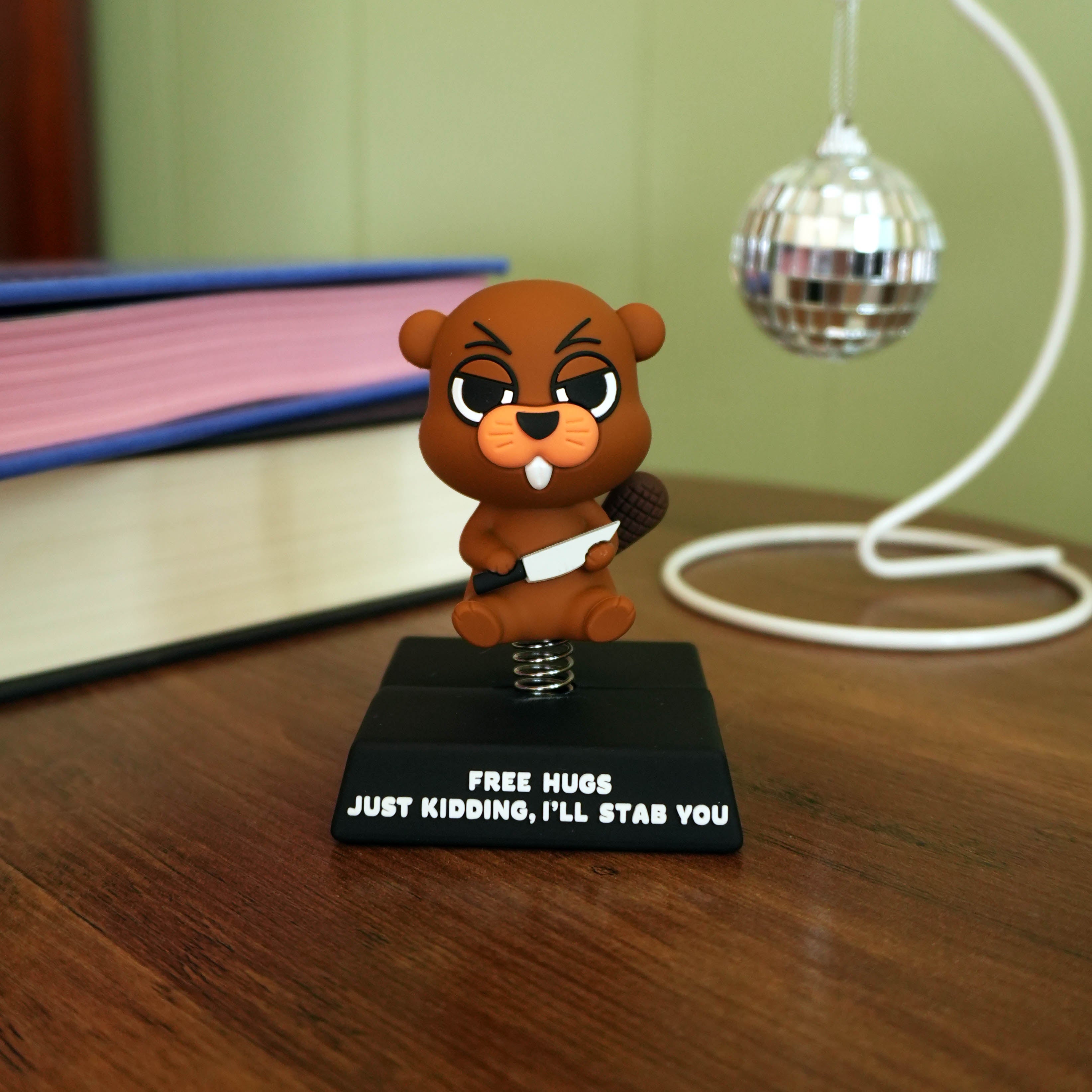 "Free Hugs. Just Kidding, I'll Stab You" Beaver Spring Bobblehead