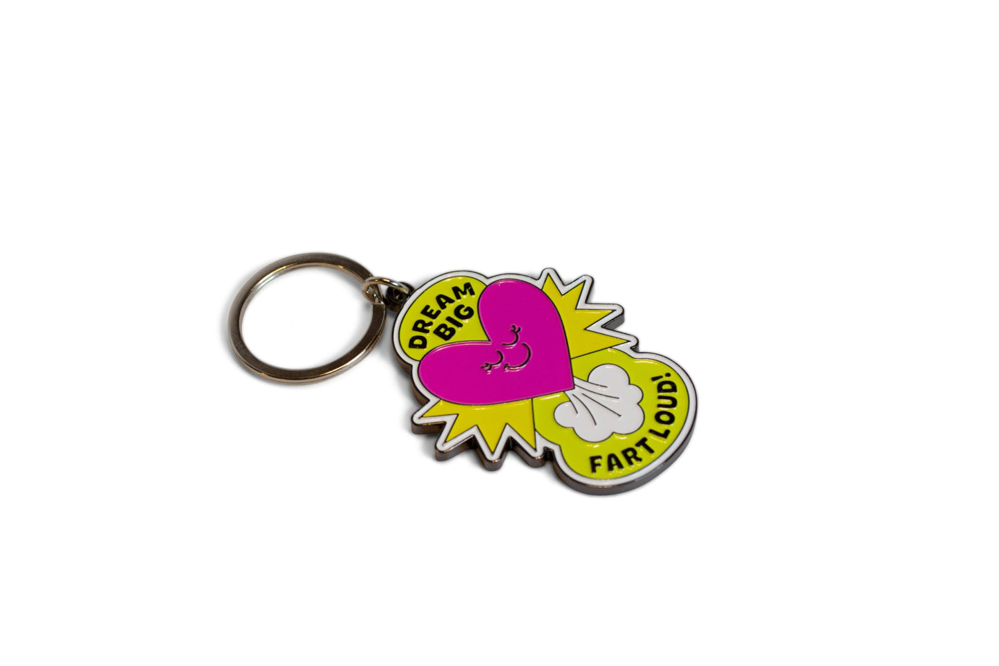 "Dream Big, Fart Loud" Heart Keychain