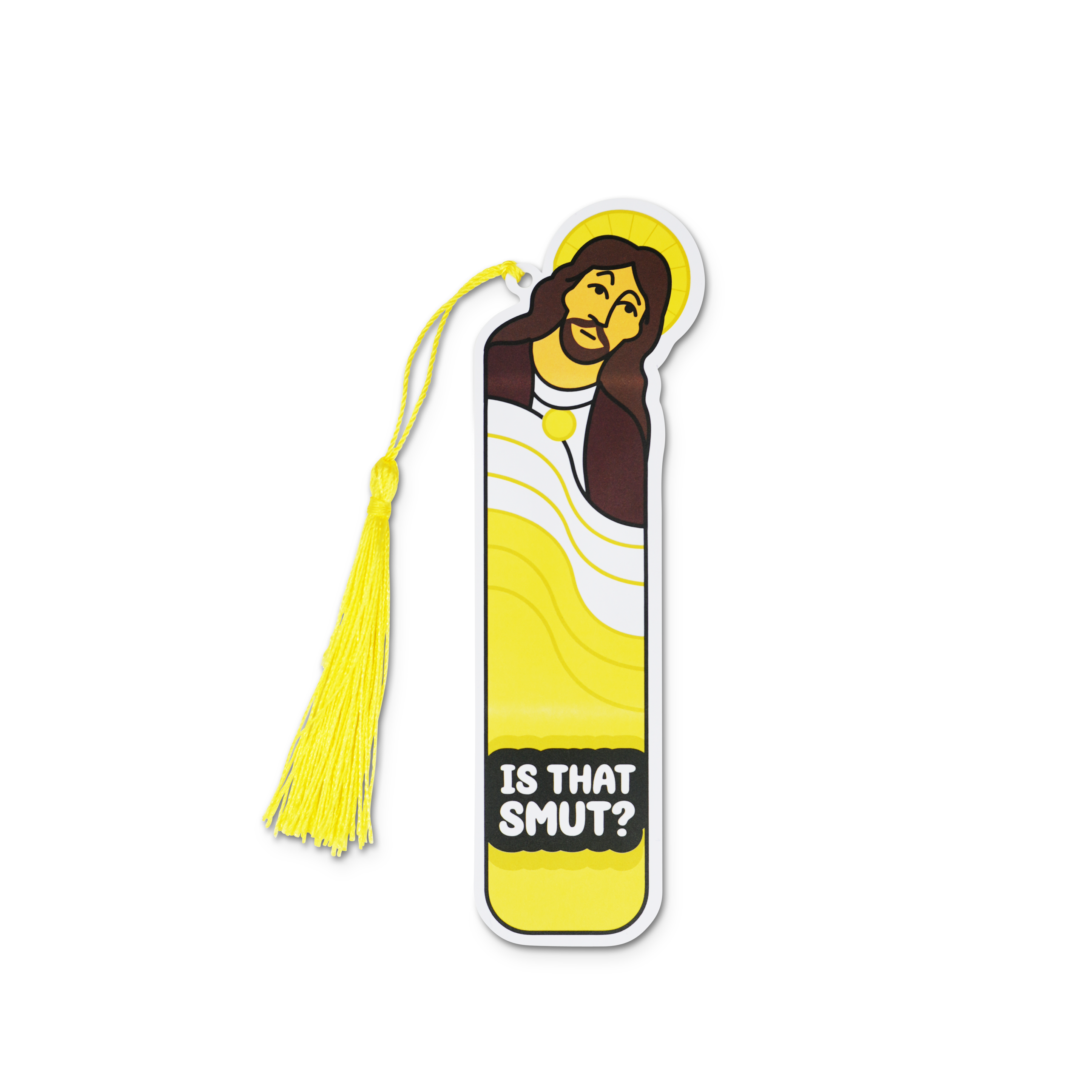 Bookmark of Jesus saying, 'Is that smut,' on a white background.