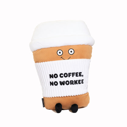 &quot;No Coffee, No Workee&quot; Coffee Plush Pillow