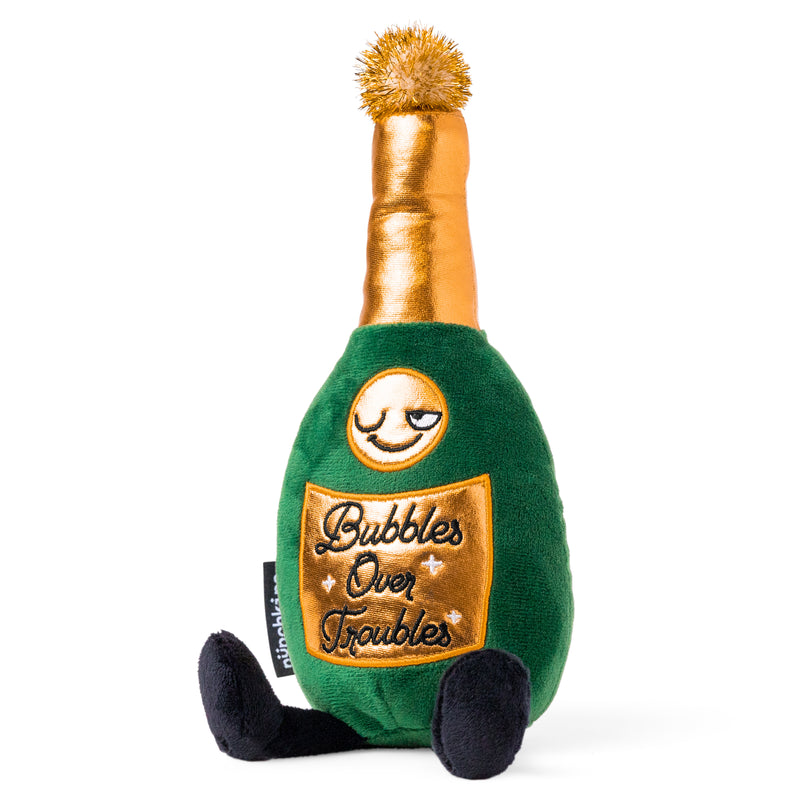 "Bubbles Over Troubles" Champagne Bottle Plush