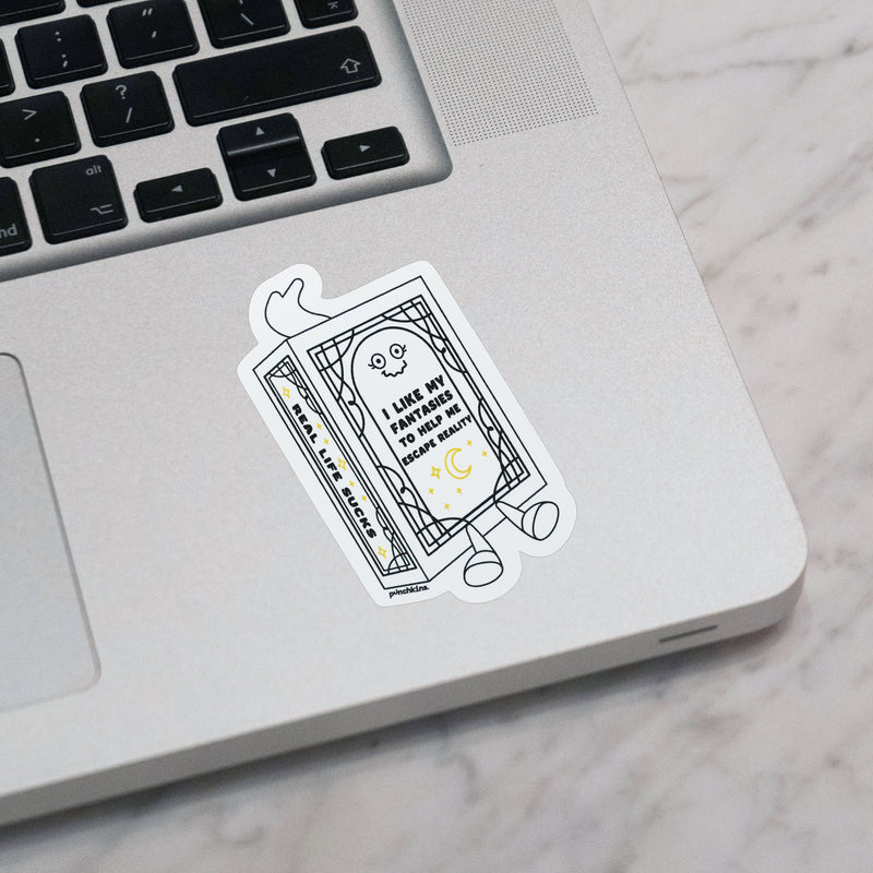 "I Like My Fantasies to Help Me Escape Reality" Book Vinyl Sticker
