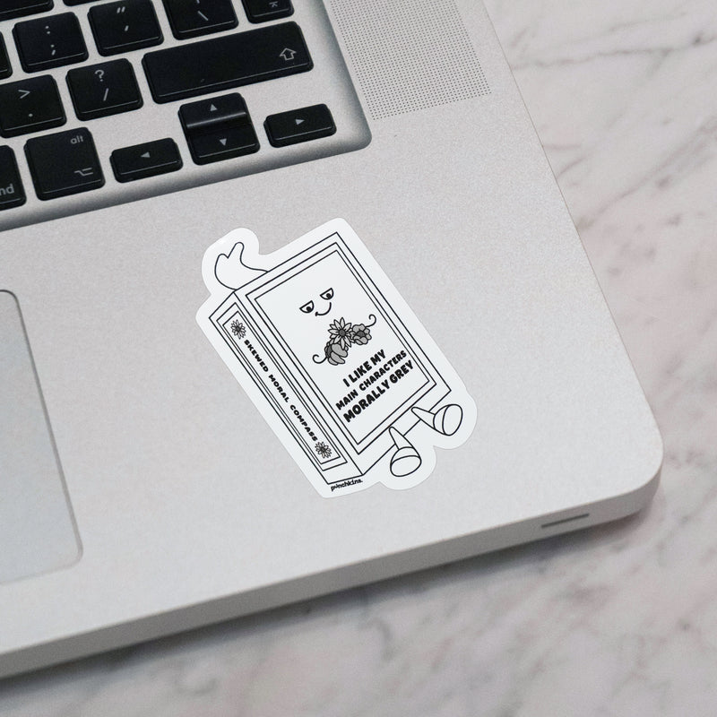 "I Like My Main Characters Morally Grey" Book Vinyl Sticker