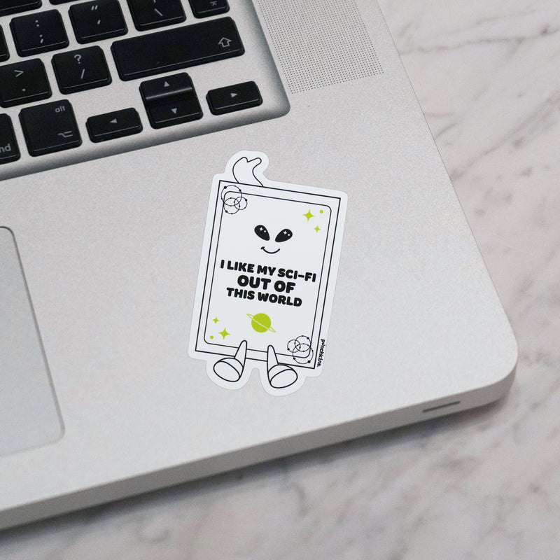 "I Like My Sci-Fi Out of This World" Book Vinyl Sticker