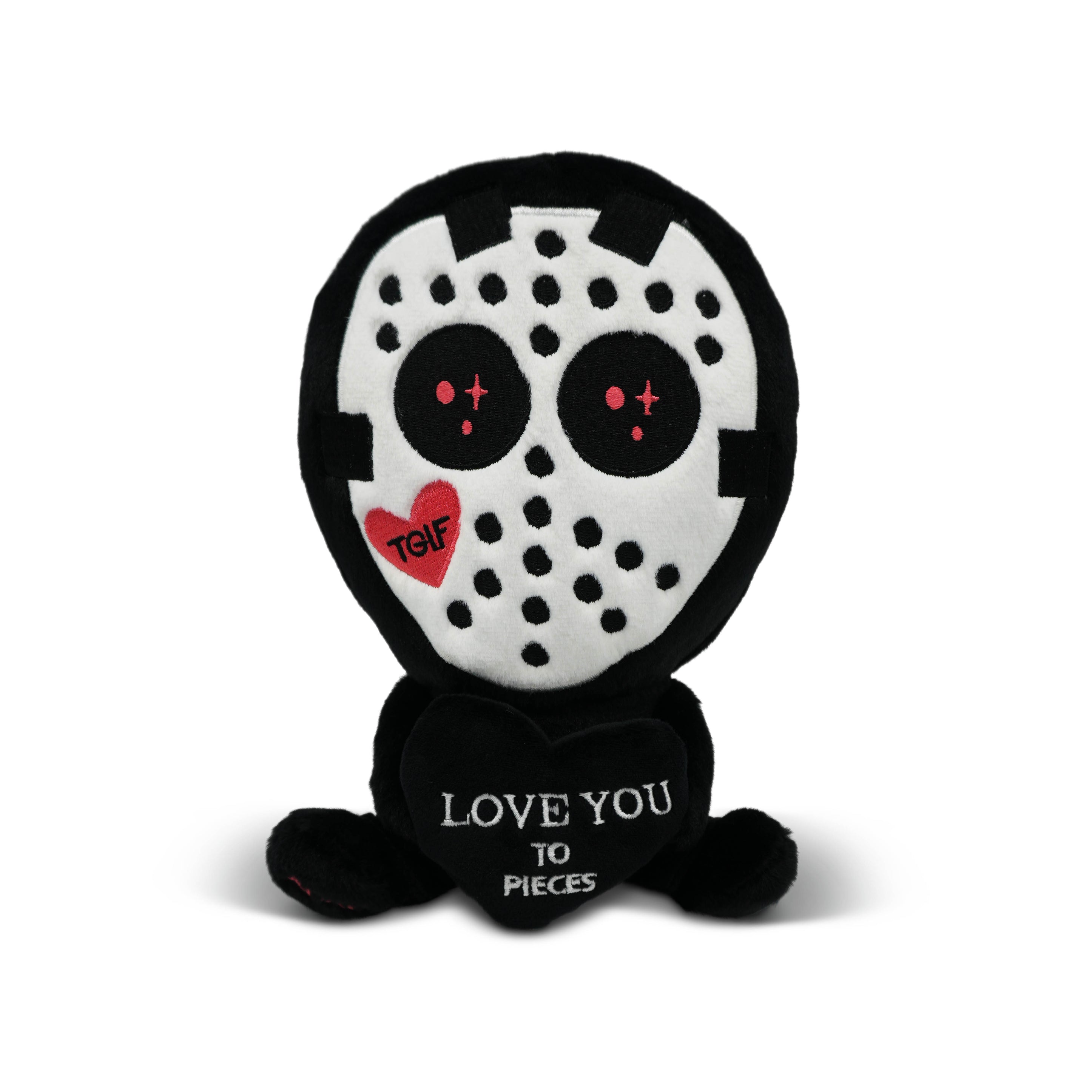 Hockey mask killer plush on white background.